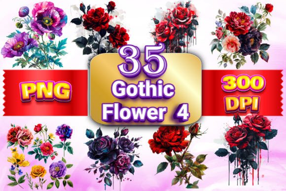 Download Gothic Flowers Clipart Bundle 4 - Gothic flowers Collection