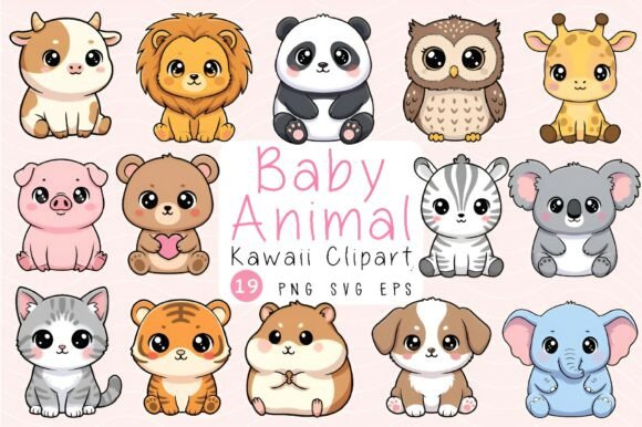 Download Cute Kawaii Baby Animals Clipart Bundle - Premium Resources
