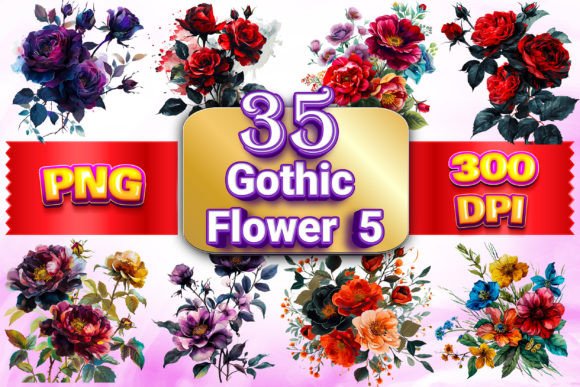 Download Gothic Flowers Clipart Bundle 5 - Gothic flowers Collection